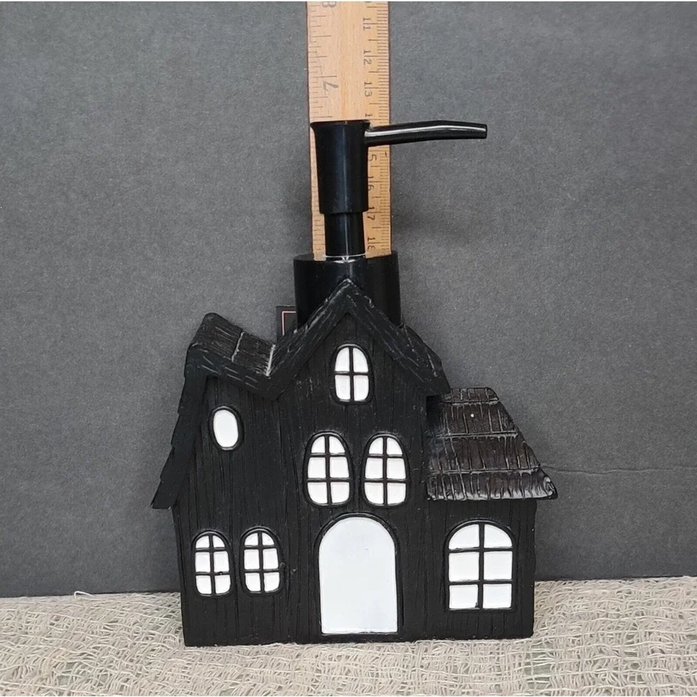 Avanti Black Spooky Haunted House Mansion Halloween‎ Soap Pump Dispenser
